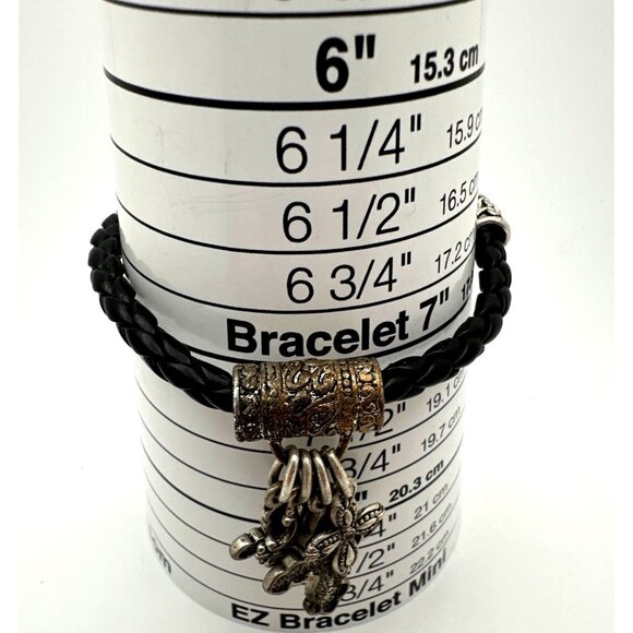 Romantic Goth Ornate Cross Bracelet Braided Leather Cord Edgy Religious Charm - Picture 2 of 8